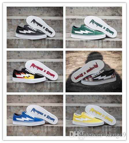 Top quality Revenge X Storm Old Skool Designer Cavnas Sneakers Womens Men Low Cut Skateboard Red Blue White Black Casual Running Shoes