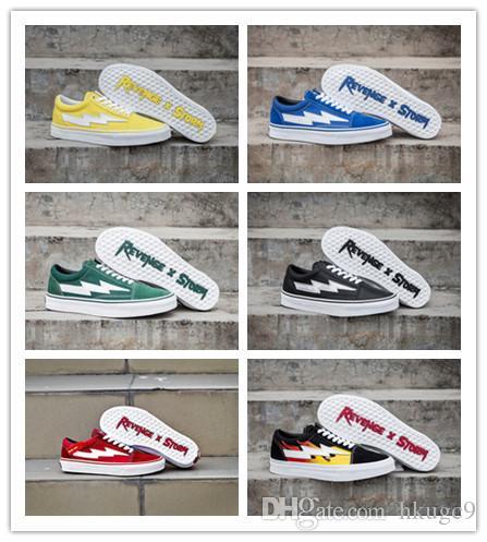 New Right Revenge x Storm Old Skool Black Red Yellow Casual Shoes Kendall Jenner best Footwear Ian Connor Fashion Current Training Sneakers