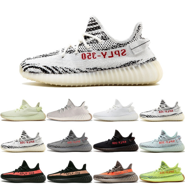 Butter 2019 350 V2 Semi Frozen Cream White Zebra Bred Black Red Beluga 2.0 Kanye West Sports Running Shoes Sport Sneakers 36-45