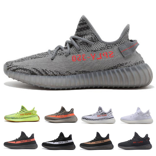 Butter 2019 350 V2 Semi Frozen Cream White Zebra Bred Black Red Beluga 2.0 Kanye West Sports Running Shoes Sport Sneakers 36-46