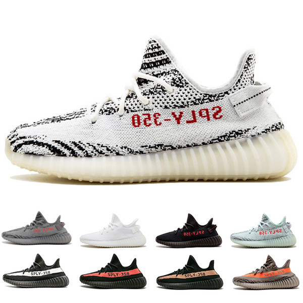 New 350 shoes mens designer shoes designer sneakers Women Bred Semi Frozen Sesame Kanye West Running Shoes womens Cream white Zebra Sneakers