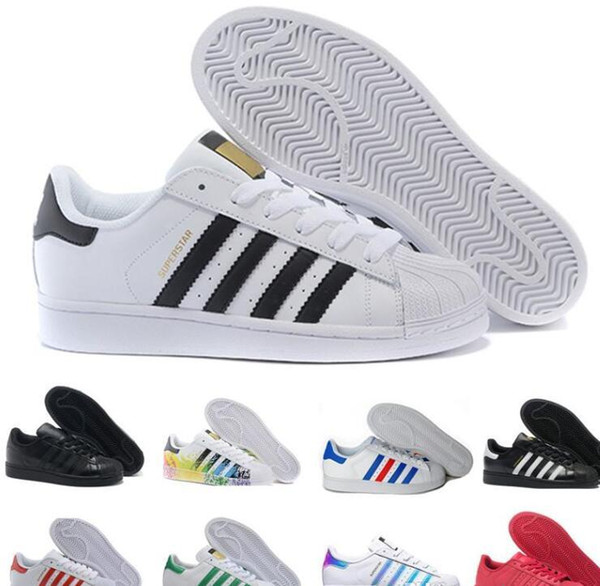 Super Star White Hologram Iridescent Junior Superstars 80s Pride Men Casual Designers Trainers Women Superstars Outdoor Walking Shoes 36-45