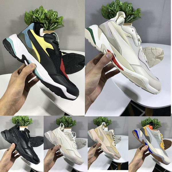 2019 Cheap old leather casual dad shoes original Thunder Spectra breathable leather running shoes free postage size 36-45