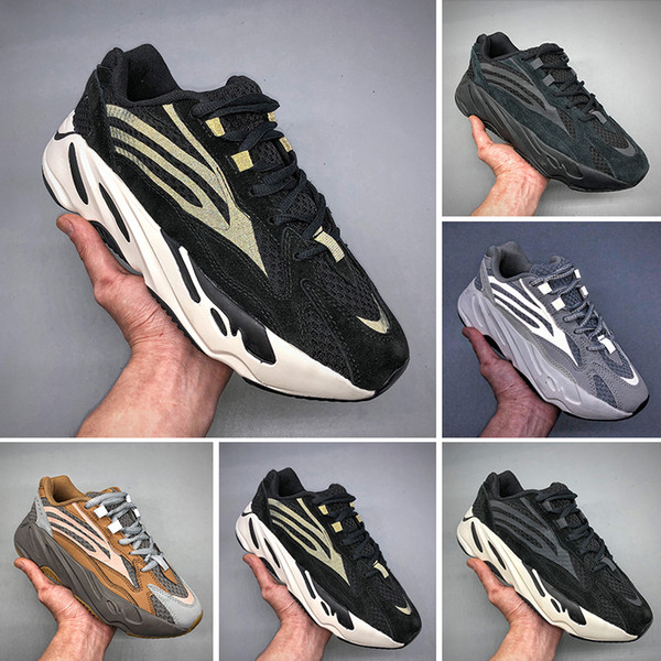 2019T wholesale High Quality Womens Mens 700 V2 Static Reflective Casual Shoes 700 V2 Static White Grey Casual Sneakers Big Size US 5- 13