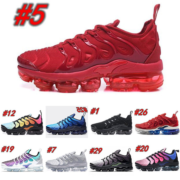 2018 New TN Plus Running Shoes Classic Outdoor Run Shoes tn Black White Sport Shock Sneakers Mens requin Olive Silver In Metallic