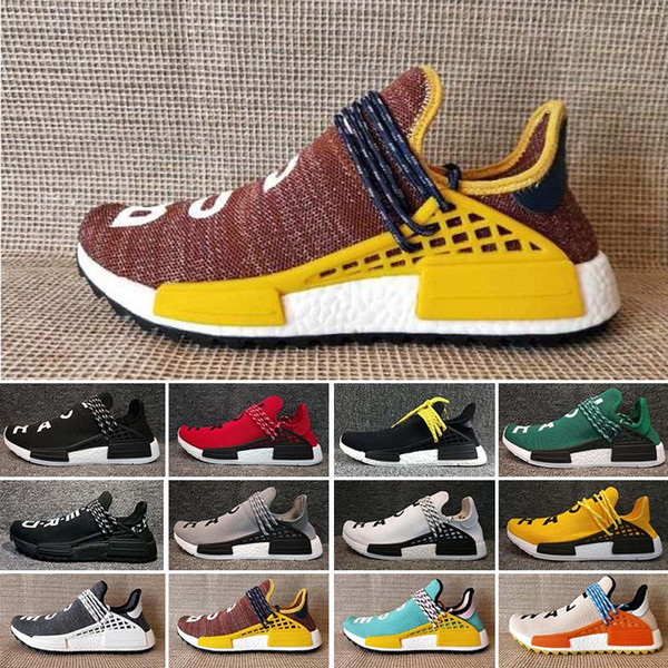 PW Hu Holi Trail X Human Race Pharrell Williams Mens Running Shoes Youth Peace Creme Nerd BBC Solar Pack Womens Trainers Sports Sneakers