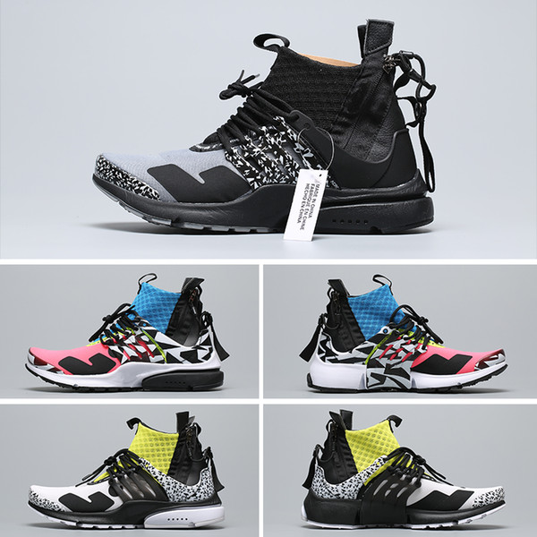 2019T 2019 ACRONYM X Presto Mid V2 Men Running Shoes Racer Pink Cool Grey Darts Street Designer Sneakers Camouflage Graffiti Shoes
