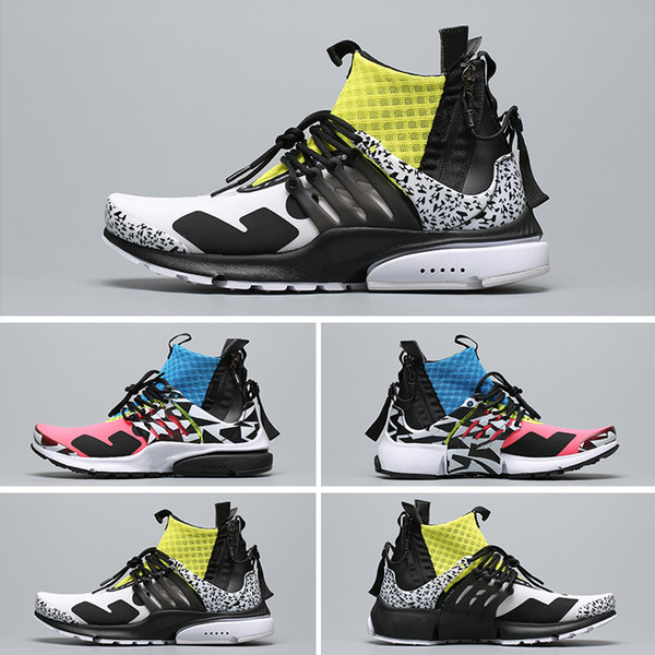TT Brand New ACRONYM Presto Mid V2 Designer Shoes Camouflage Graffiti Men Women Running Shoes Racer Pink Cool Grey Darts Sneakers Size 36-45