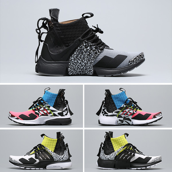 2019T Brand ACRONYM X Presto Mid V2 Designer Men Running Shoes Racer Pink Cool Grey Darts Street Sport Sneakers Camouflage Graffiti Boots