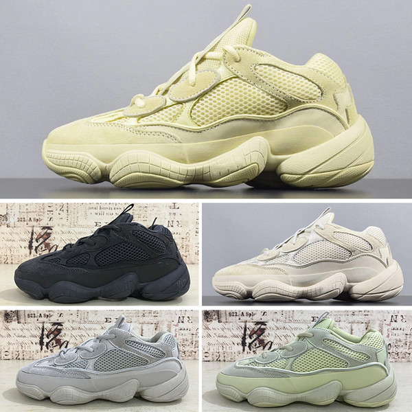 2019T 2019 Kanye West 500 Men Women Running Shoes With Box Black Salt Super Moon Yellow Designer Shoes Desert Rat 500 Sport Sneakers