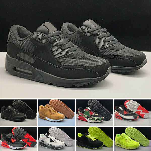 2019T New Men womens Shoes classic 90 Men and women Running Shoes Black Red White Trainer Air Cushion Surface Breathable Sports Shoes 36-45