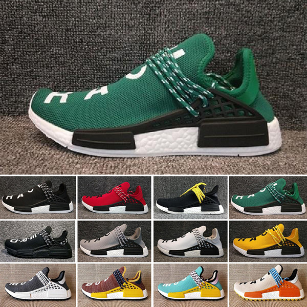 PW Human Race Hu Trail X Men Running Shoes Pharrell Williams Nerd Black White Cream Tie Dye Sun Glow Womens Trainers Sports Sneakers