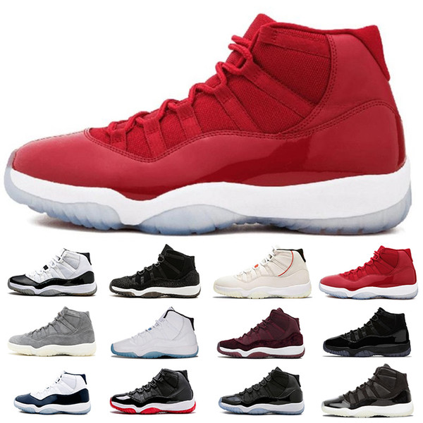 2019 11 Men Basketball Shoes 2017 Concord 11s Sport Sneaker Low Metallic Gold Navy Blue White Red Bred 8 Colors Size US 7-12