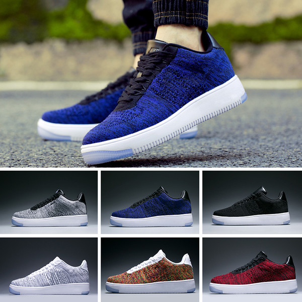 wholesale 2018 new style fly line Men Women FORCe High low lover Skateboard Mens shoes One knit mesh shoes