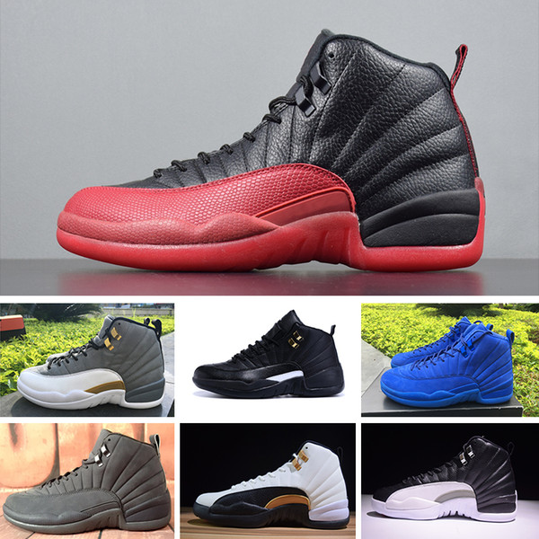 Mens 12s basketball shoe Winterized WNTR Gym Red Michigan Bordeaux 12 white black The Master Flu Game taxi sports sneaker trainers size 7-13