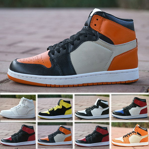 wholesale 2018 new realese with original box Quality New 1 Chicago red Powder Blue UNC men and women Basketball Shoes WHITE Sport Sneakers.
