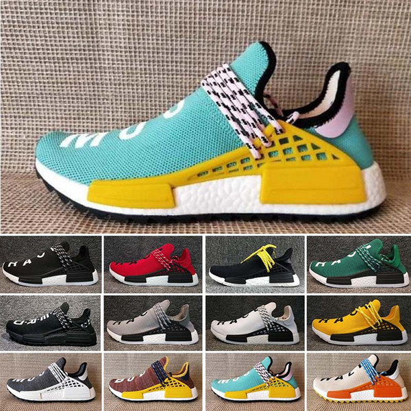 2018 HumanRace Creme X PW HU NERD Solar Pack Running Shoes Pharrell Williams Afro Hu Trail Equality Women Mens Trainers Sneakers size 36-46
