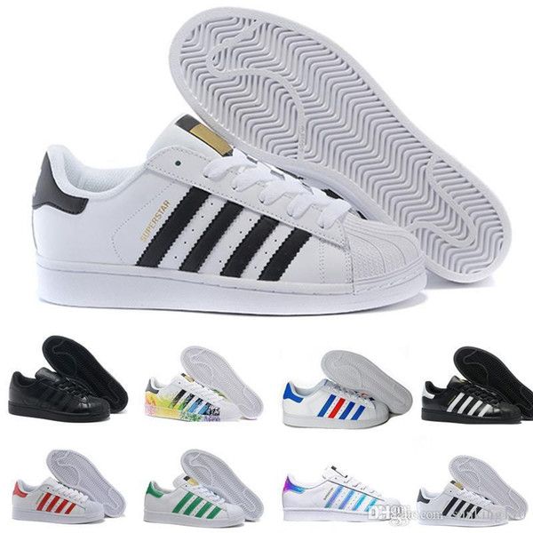 2019 Super Star White Hologram Iridescent Junior Superstars 80s Pride Womens Mens Trainers Superstar Casual Shoes Size5-11