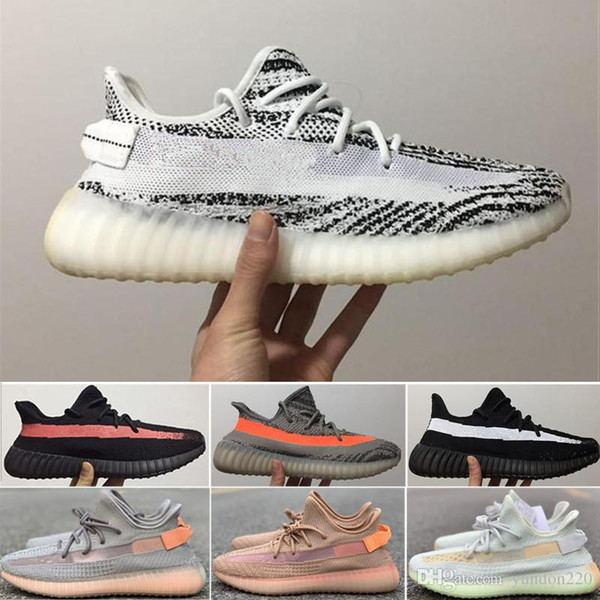 2018 Kanye West V2 Cream White Dark Green Running Shoes Sport Zebra Bred Beluga Black Red Copper Olive Green Sneakers
