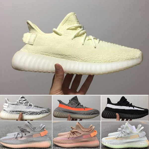 Kanye West Men Desinger Running Shoes 2019 Women Trainers Sesame Blue Tint Semi Frozen Yellow Cream Zebra Bred Sports Sneakers 36-47