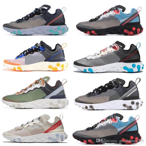 New React element 87Casual Shoes men women sail desert sand Signal Blue Green Mist Electric Yellow Volt University shoe