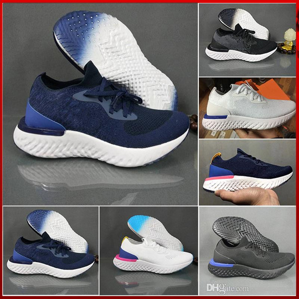 With Box 2018 Epic React Running Shoes For Mens womens Triple Black White Oreo Blue Breathable high quality Sports Sneakers US 5.5-11..