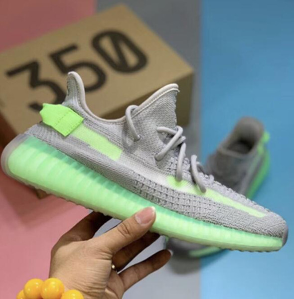 2019 GID Glow In The Dark Triple Clay Static Sesame Butter 2.0 v2 Semi Frozen Yellow Orange Zebra Kanye West Running Shoes