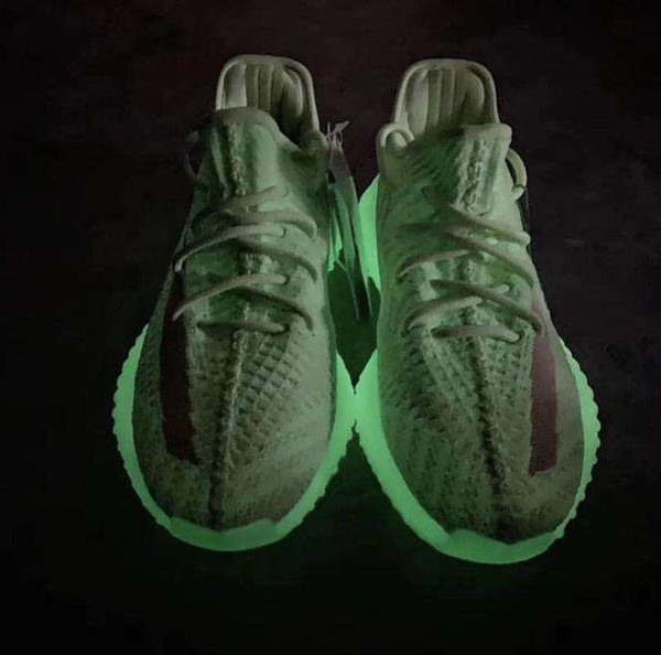 2019 GID Glow In The Dark Triple Static Sesame Butter 2.0 v2 Semi Frozen Yellow Orange Zebra Kanye West Running Shoes danboss