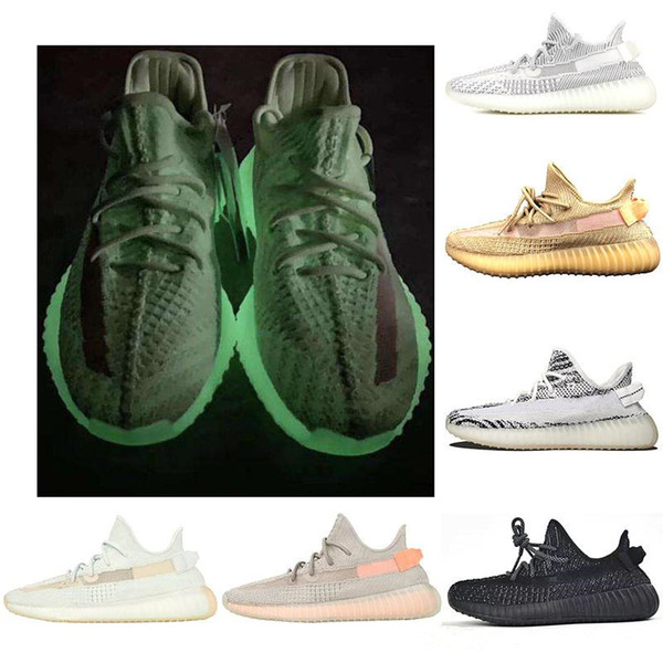 High-quality GID A+ Glow In The Dark Triple Static Sesame Butter 2.0 v2 Semi Frozen Yellow Orange Zebra Kanye West Running Shoes danboss