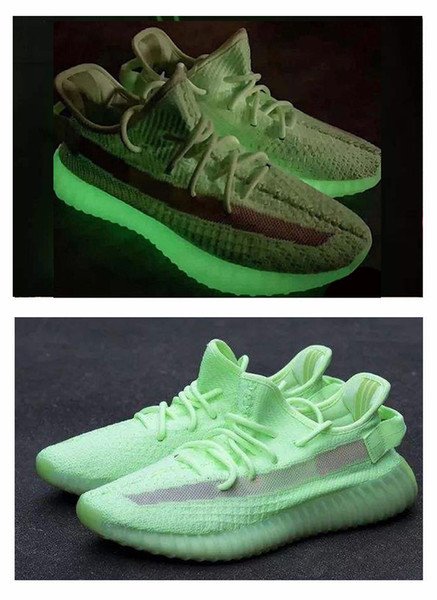 2019 GID new V2 3M Reflective Static Running Shoes Kanye West 2.0 Glow In The Dark Women Fashion Sport Athletics Sneakers Size 36-46 danboss