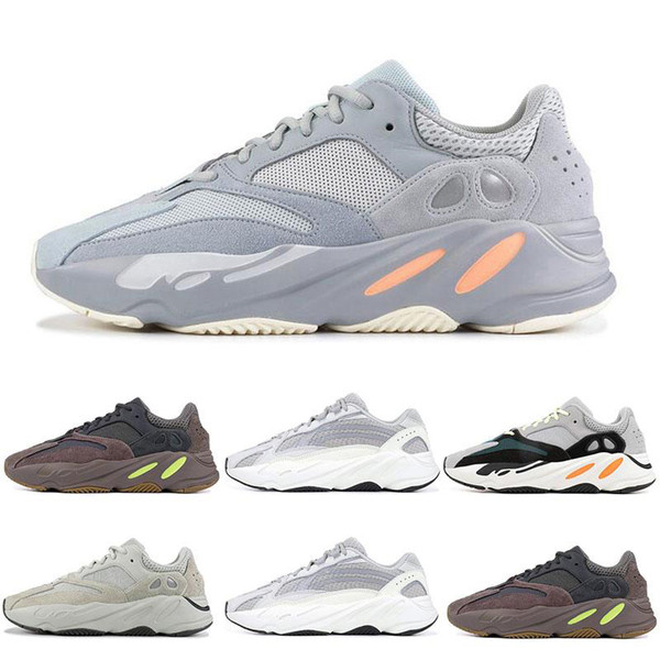 Top 2019 INERTIA 700 Kanye West Wave Runner Static 3M Reflective Mauve Solid Grey Sports Running Shoes Men Women Sports Sneaker Shoes size 36-46