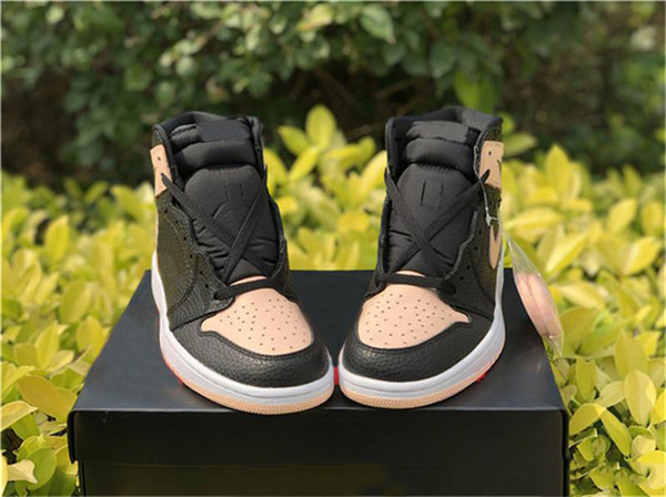 2019 Hot Sale High OG 1 Black Crimson Tint Men Basketball Shoes Hyper Pink White Black 555088-081 Sports Shoes Sneakers 7-13