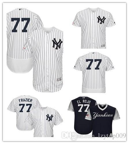 custom 2019 Men's Yankees 77 Clint Frazier El Rojo New York NavyGray Players' Weekend Authentic women kids Jersey