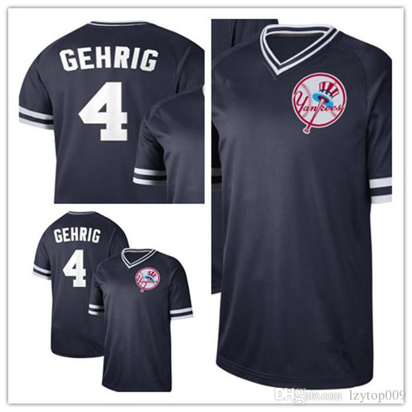 custom 2019 Men's Yankees 4 Lou Gehrig Cooperstown Collection Fade Legend V-Neck women kids Jersey