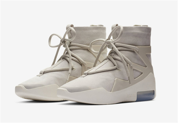 Best 2018 Authentic Air Fear of God 1 Boots Light Bone Grey Black Zoom 1S Men Basketball Shoes AR4237-001 AR4237-002 Running Shoes With Box