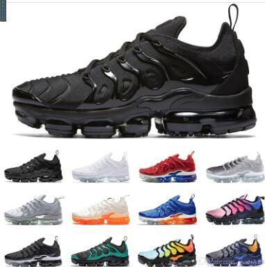 Designer 2019 Tn Plus Running Shoes Women Mens Sneakers PURE PLATINUM triple black white cool wolf grey Chaussures tns Schuhe Trainers