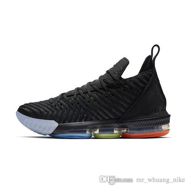 Cheap Womens lebron 16 basketball shoes for sale Promise Black Multi color Boys Girls Youth Kids sneakers tennis with box