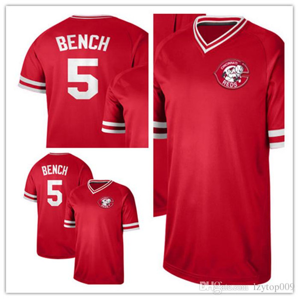 custom 2019 Men's Cincinnati 5 Johnny Bench Cooperstown Collection Fade Legend V-Neck women kids Jersey