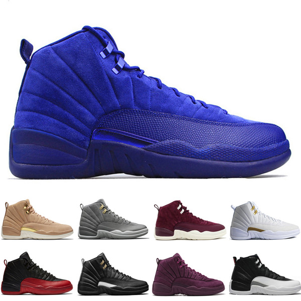 12 12s mens basketball shoes Wheat Dark Grey Bordeaux Flu Game The Master Taxi Playoffs Pinnacle Metallic Gold Blue Red Suede Sport sneakers