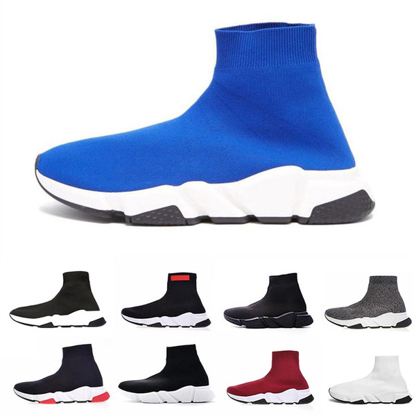 2019 Brand Speed Runner Luxury Shoes Sock Top Quality Triple Black Oreo Red Flat Trainer Men Women Casual Shoes Sport casual shoes