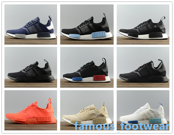 High Quality NMD R1 Primeknit Runner For Men Women Running Shoes OG Release Triple Black Designer Sport Sneakers Trainers 36-45