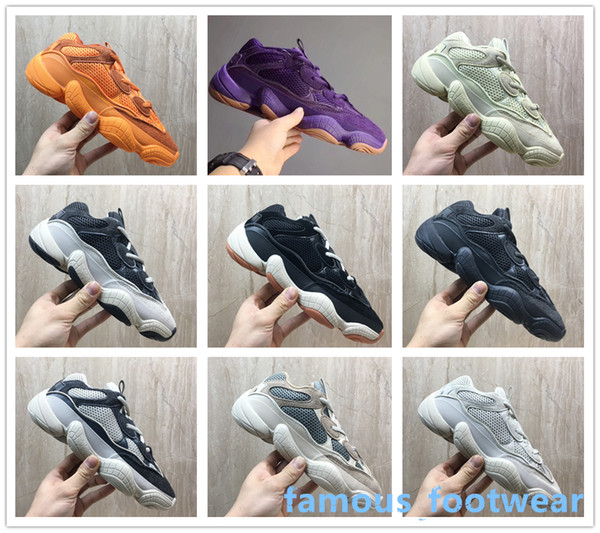 Top Quality 500 Blue Desert Rat Kanye Sneakers Pink West Wave Runner 500 Brown Purple Running shoes mens Athletic Sneakers