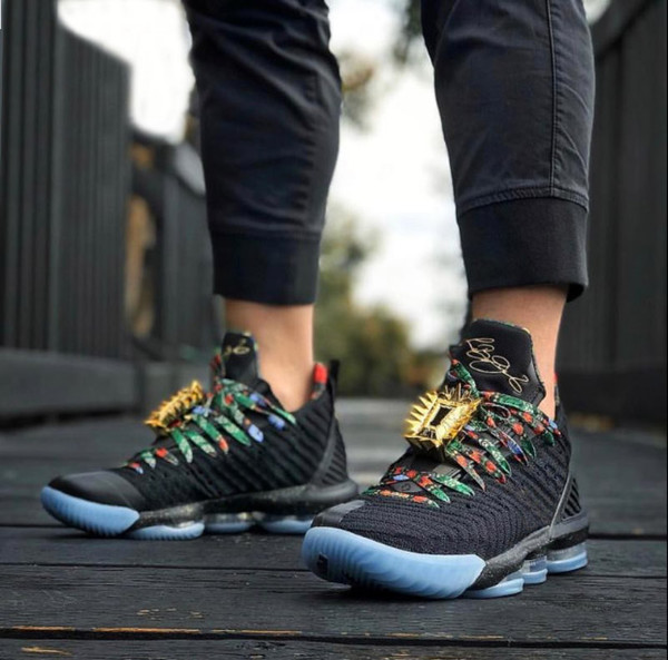 Men lebron 16 Watch The Throne Basketball Shoes Black Metallic Gold Rose Frost CI1518-001 Authentic Designer Sports Sneakers With box