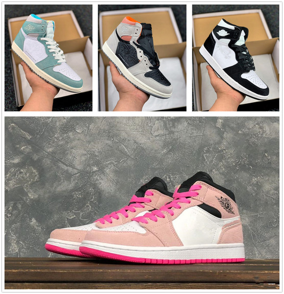 2019 1 Crimson Tint OG 1 Mid shoe Hyper Pink White Men Women Basketball Shoes 555088-081 1 Couture Defiant Sneakers Sports 5-12