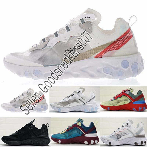 Undercpver OFF Upcoming React Element 87 Men Running Shoes Light Bone Signal Blue Trainer Women Sports Designer Sneakers Joint name Shoes