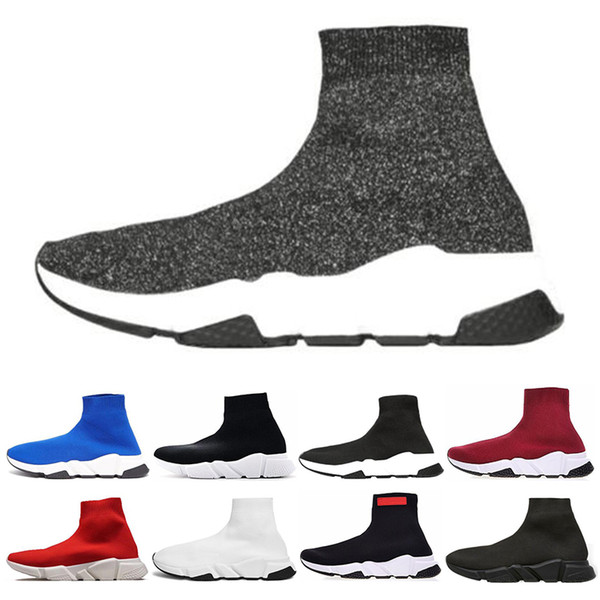 Designer Speed Trainer men women Sock Shoes black white blue red glitter Flat fashion Luxury mens Trainers Runner sneakers size 36-45