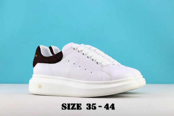 New Alexander Brand Fashion Luxury Designer Women Shoes Queen White Casual shoes MC Real Low Cut Genuine Leather Outdoor Sports Sneakers