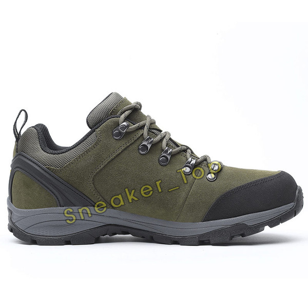 Mens Designer Shoes Outdoor Cowhide Low Hiking Boots Army Green Grey Top quality trainers Sports Sneakers Casual shoes Size39-45