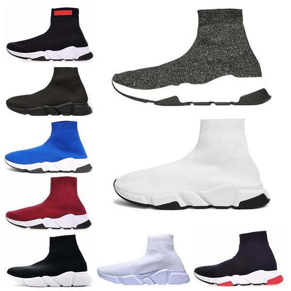 Speed Trainer men women Sock Shoes black white blue red glitter Flat fashion Luxury mens Trainers Runner sneakers EUR 36-45