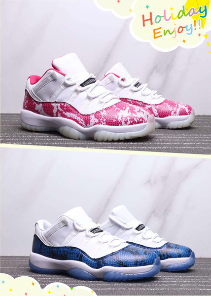 2019 Hot Sale 11 Low Pink Navy Blue Snakeskin Man Women Basketball Shoes 11s White Mens Ladies Sports Trainer With Box